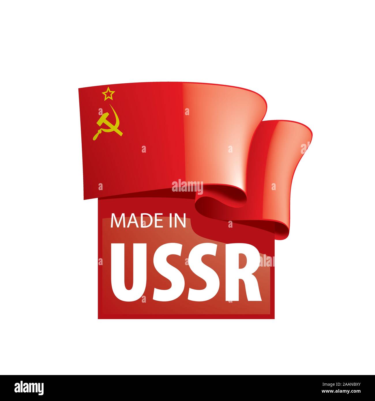 La bandiera rossa dell'URSS. Illustrazione Vettoriale su sfondo bianco Illustrazione Vettoriale