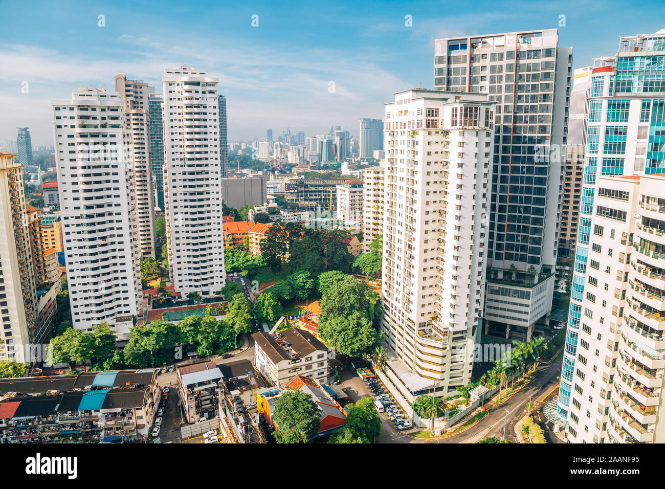 Bukit Bintang edifici moderni e la città di Kuala Lumpur in Malesia Foto Stock