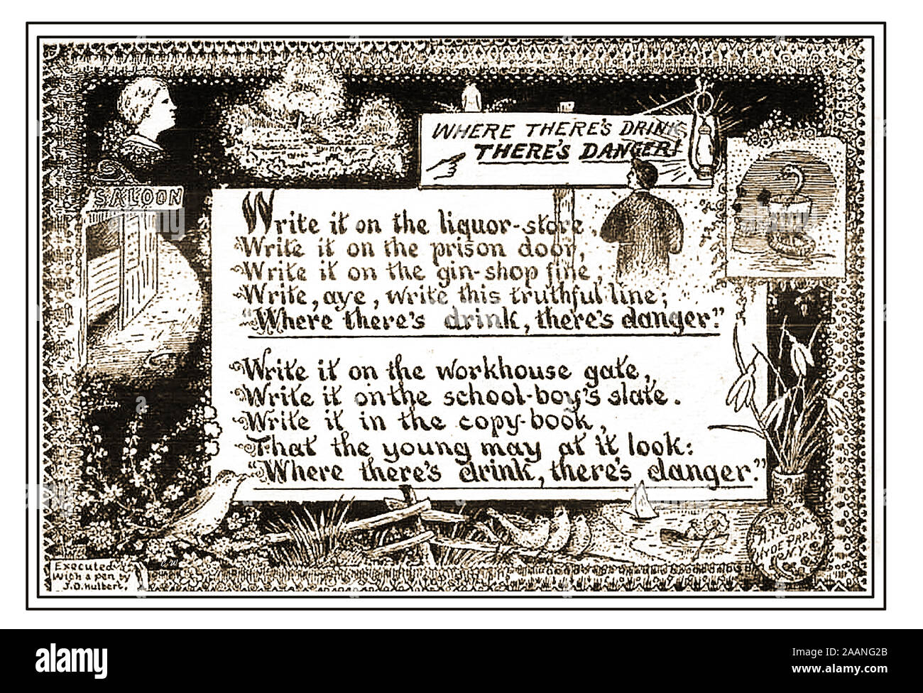 Divieto / TEETOTALISM / MOONSHINE / astinenza - 1920's divieto propaganda esortando il pericolo di bere alcool Foto Stock