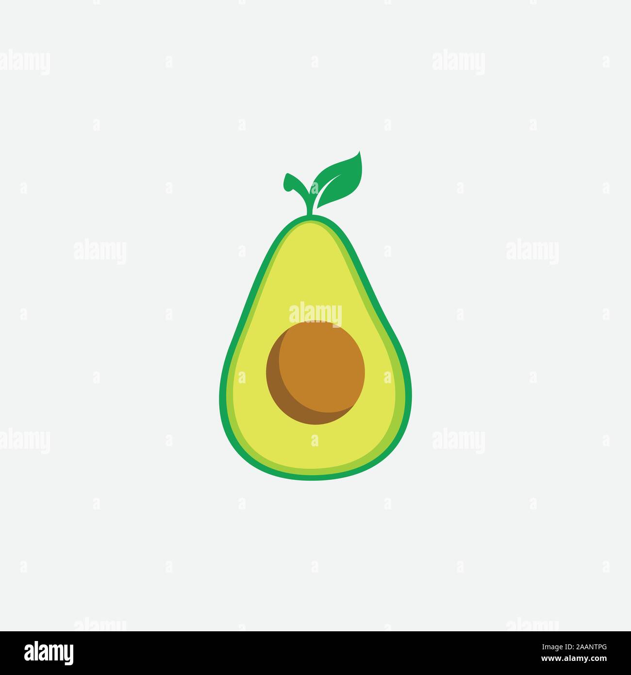 Frutto di Avocado logo design modello di Avocado con mezza foglia di disegno vettoriale, salute alimentare illustrazione di frutta Illustrazione Vettoriale