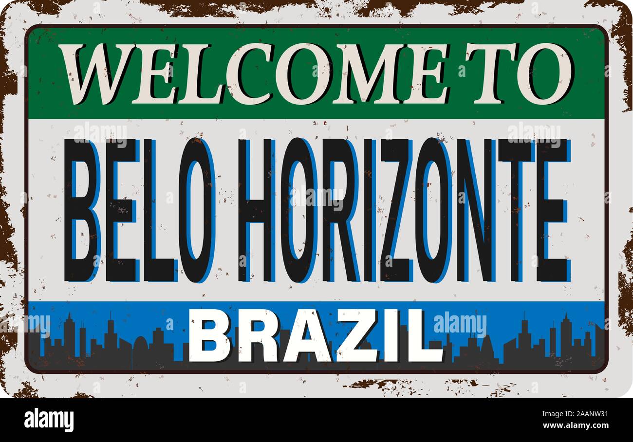 Brasile Brasile belo Horizonte Vintage vuoto di metallo arrugginito segno illustrazione vettoriale su sfondo bianco Illustrazione Vettoriale