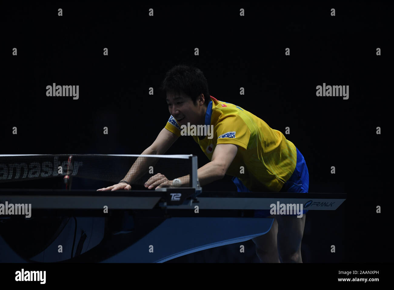 Tampines a piedi. 23 Nov, 2019. Jun Mizutanio (JPN), Nov 23, 2019 - Ping-pong: corrispondenza 21 - Jun Mizutanio (JPN) vs Gaoyuan Lin (CHN) a T2 diamante 2019 Singapore a Tampines a piedi. Credito: Haruhiko Otsuka/AFLO/Alamy Live News Foto Stock