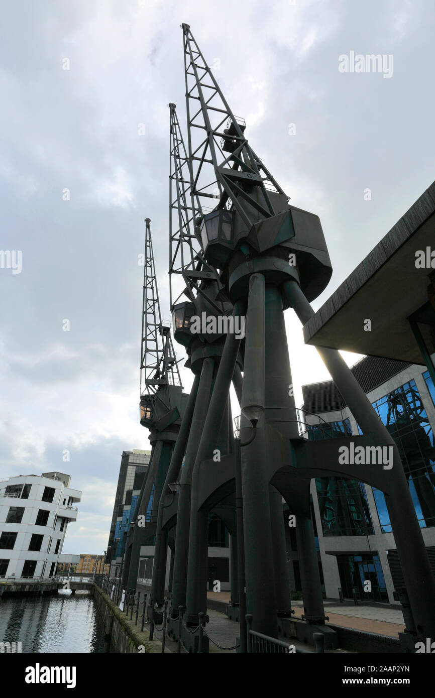 Vista del Millwall Dock esterno, a Canary Wharf e Isle of Dogs, London City, England, Regno Unito Foto Stock