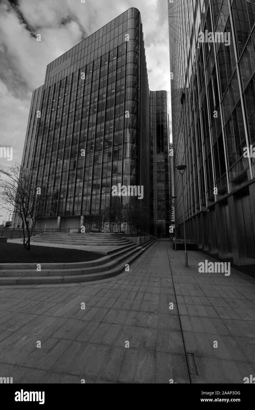 Grattacieli in One Canada Square, Canary Wharf, Borough of Tower Hamlets, Londra, Inghilterra Foto Stock