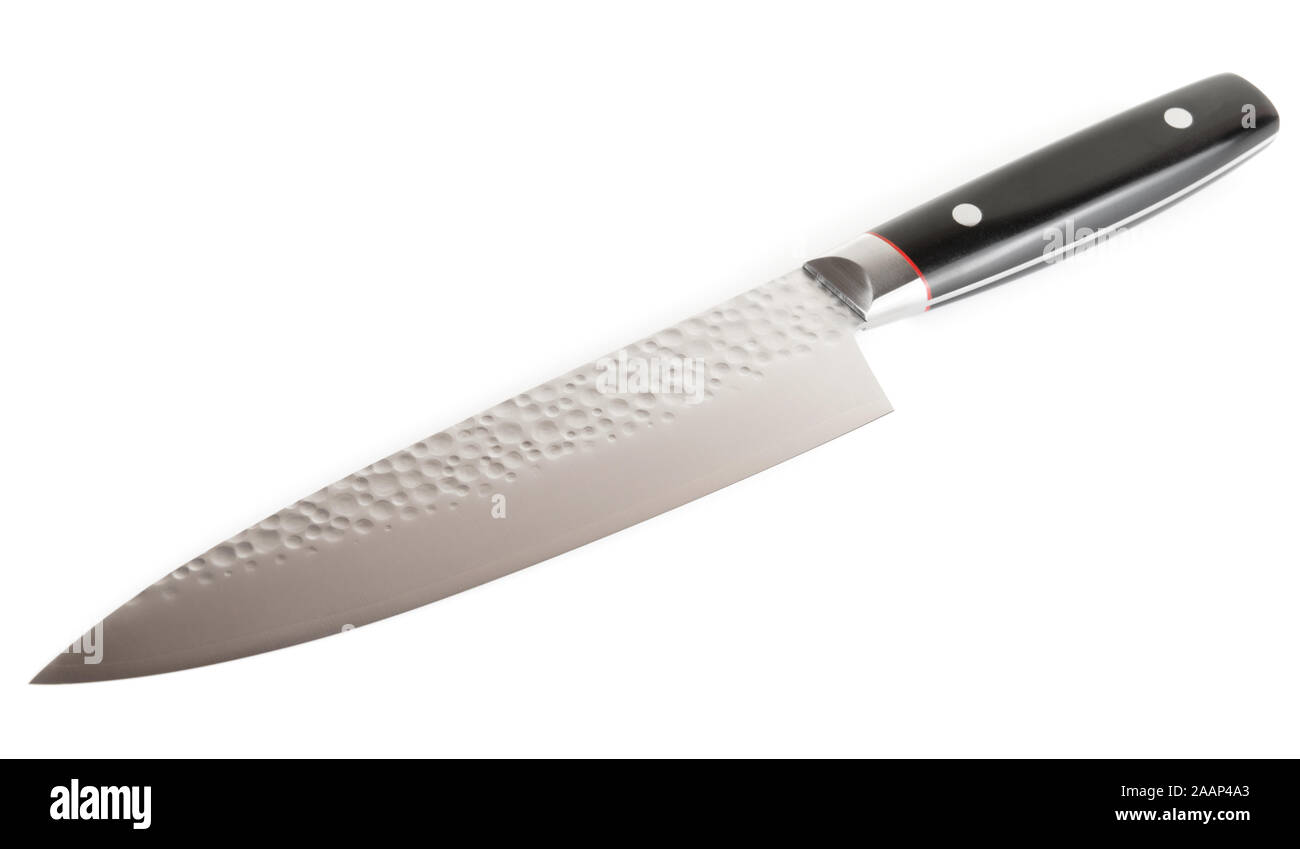 Lo chef giapponese Coltello isolati su sfondo bianco Foto Stock