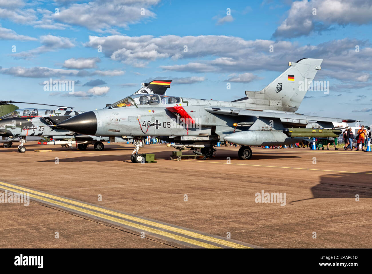 Un tedesco Air Force (Luftwaffe) Panavia Tornado IDS (interdictor/sciopero) caccia bombardiere, 46+05 al RIAT 2019, RAF Fairford, Gloucestershire, Regno Unito Foto Stock