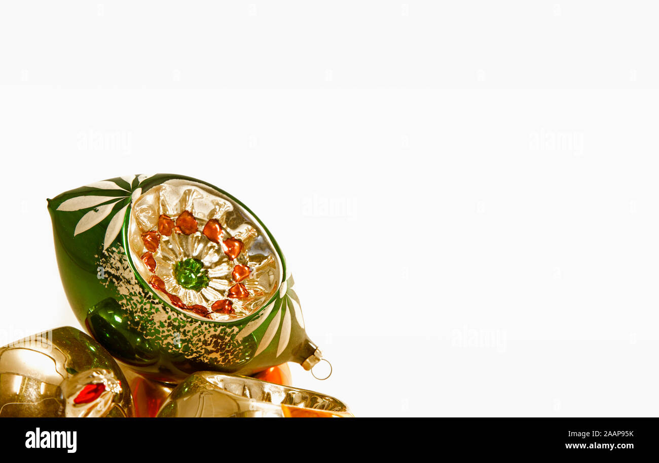 Molto vecchio vecchio vintage Pallina natale fatte di vetro frangibile Foto Stock