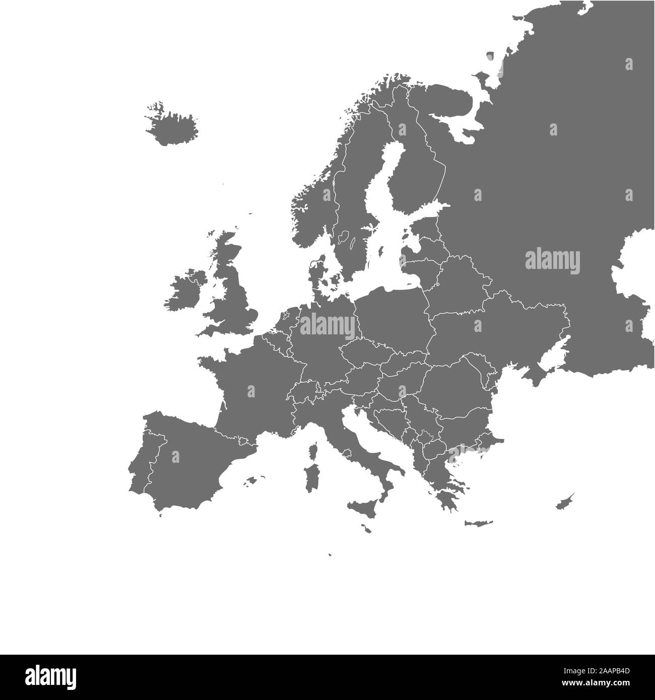 Mappa Europa con i confini, illustrazione vettoriale. Illustrazione Vettoriale