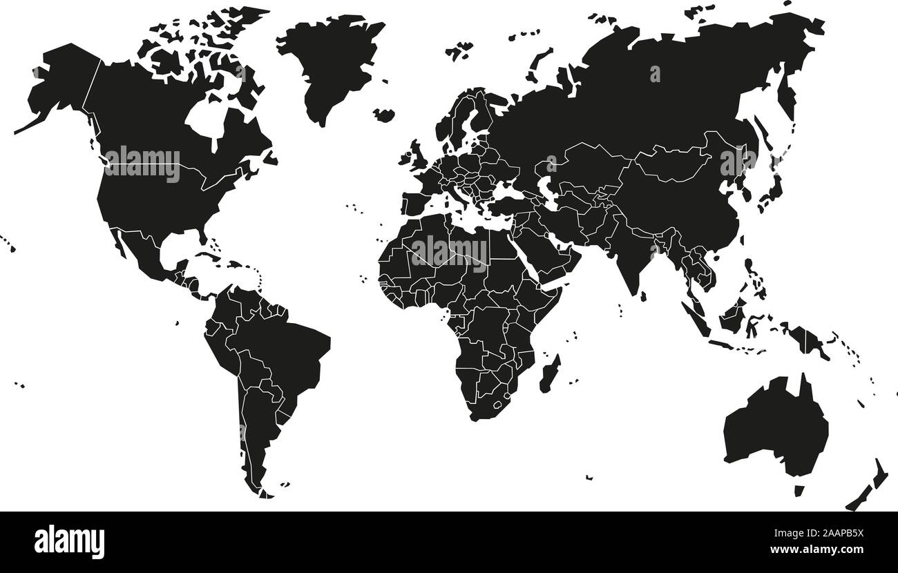 Mappa mondo illustrazione vettoriale su sfondo bianco. Illustrazione Vettoriale