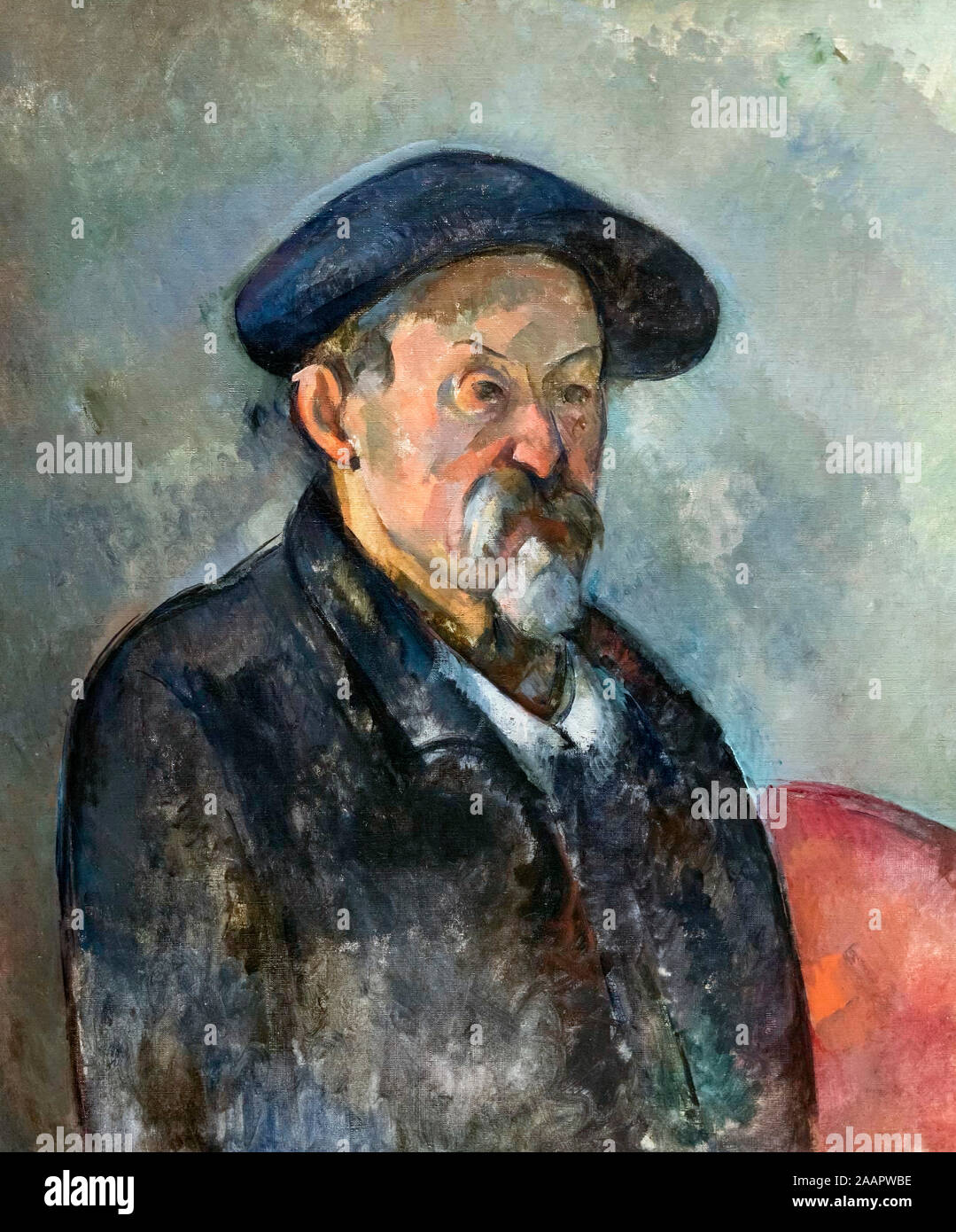 Cezanne. Autoritratto con un berretto di Paul Cezanne (1839-1906), olio su tela, c.1898-1900 Foto Stock