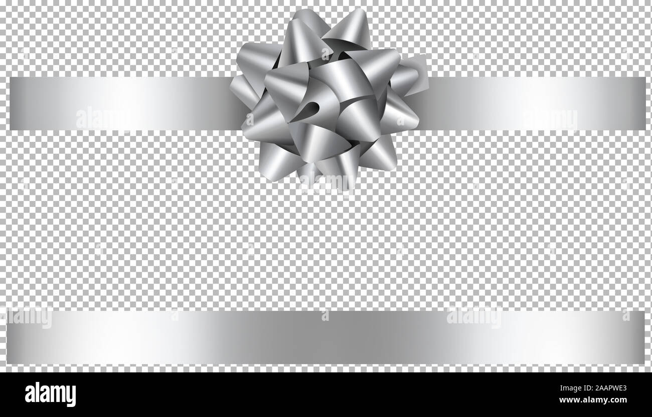 Arco di argento e nastro illustrazione per natale e decorazioni di compleanno Foto Stock