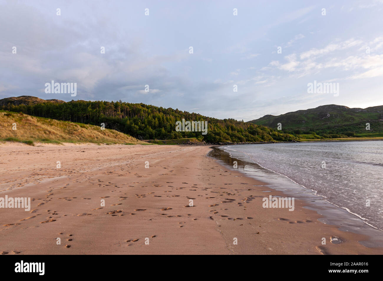 Gruinard spiaggia al tramonto, Gruinard Bay, Garve, Highland, Scotland, Regno Unito Foto Stock