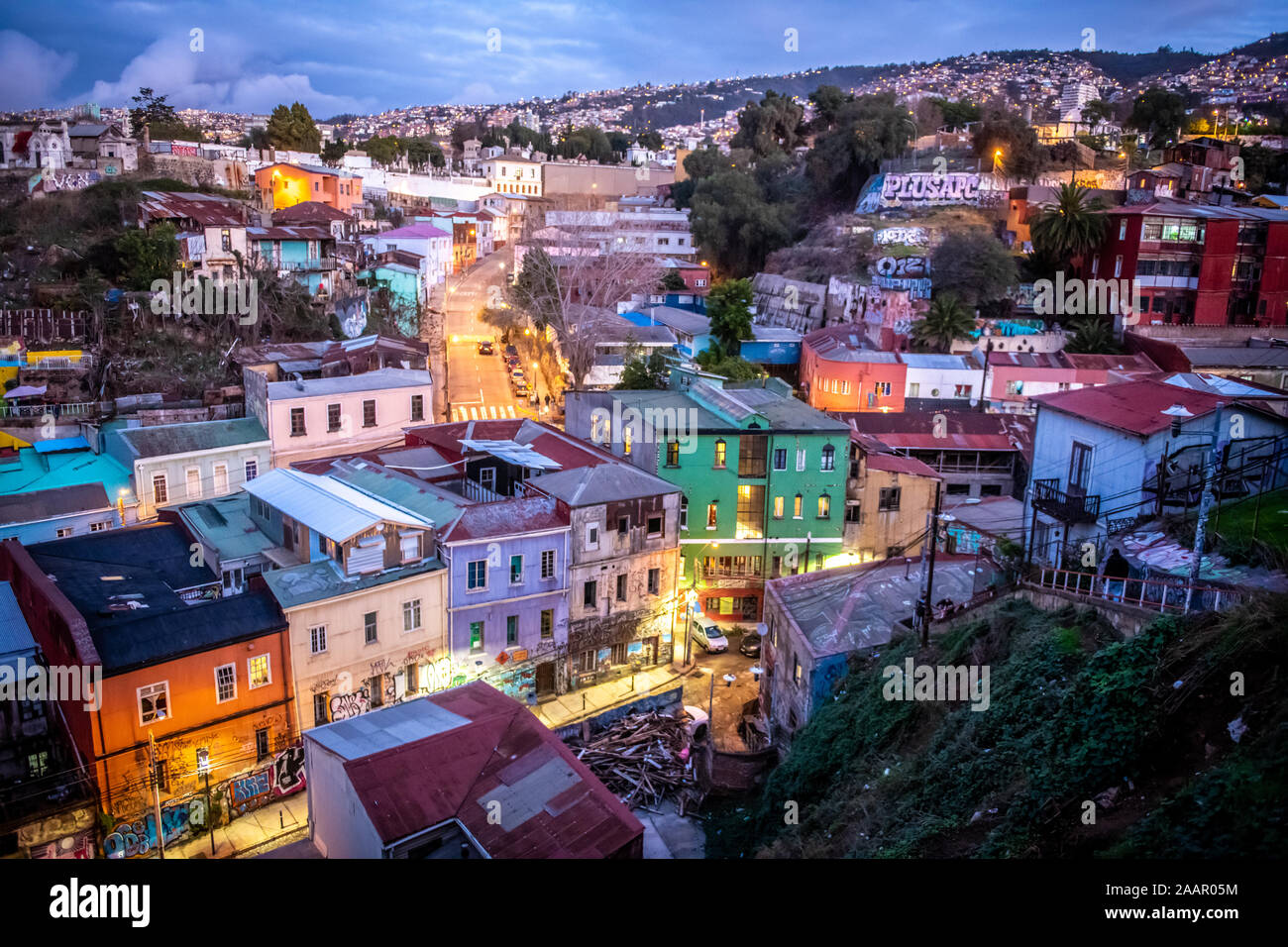 Cerro Concepcion, il quartiere storico del Porto di Valparaiso, Cile. Foto Stock