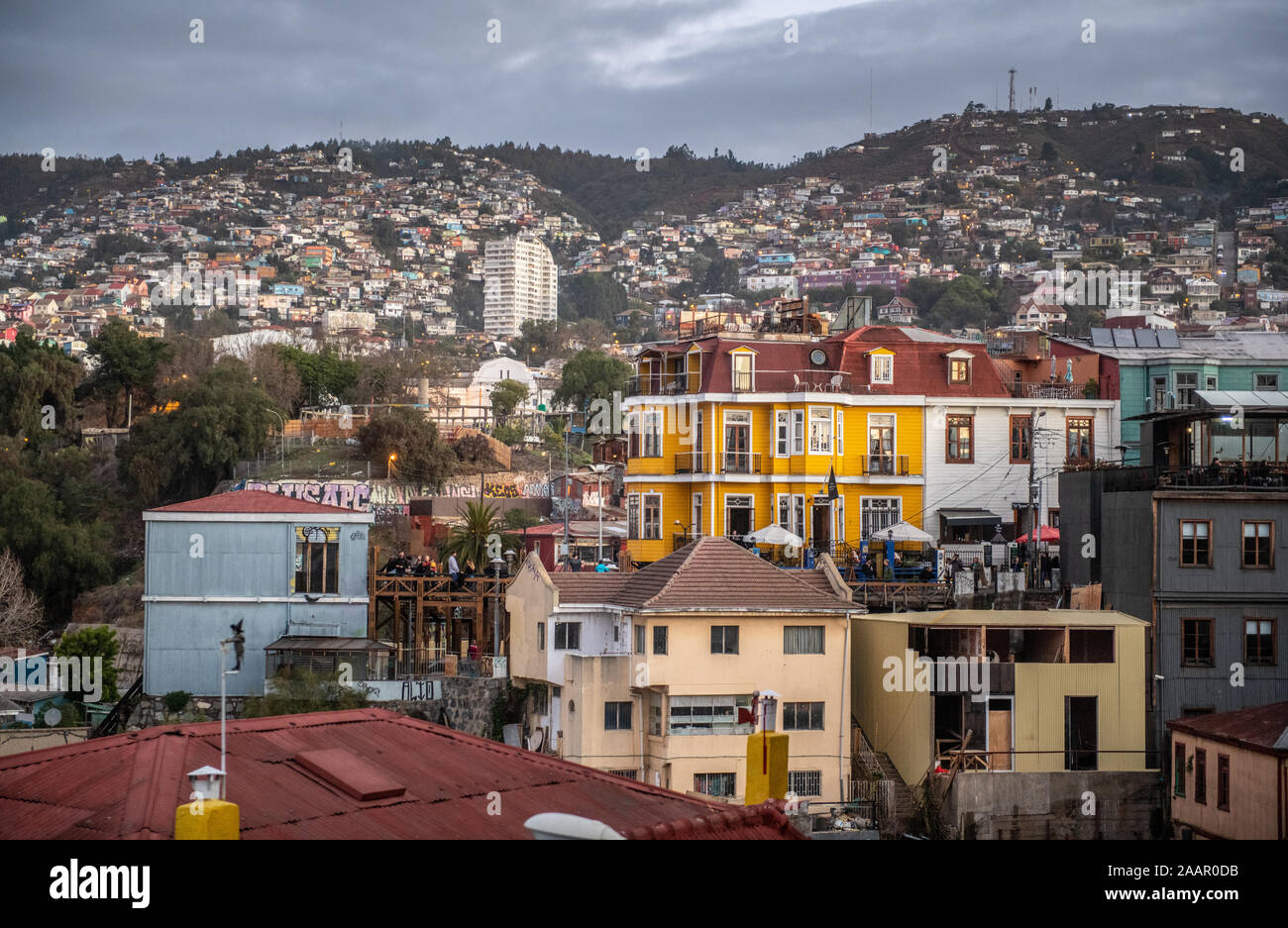 Cerro Concepcion, il quartiere storico del Porto di Valparaiso, Cile. Foto Stock