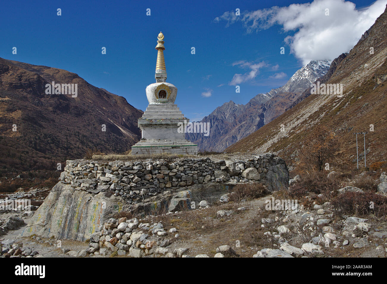 Stupa buddisti in montagna himalayana Foto Stock