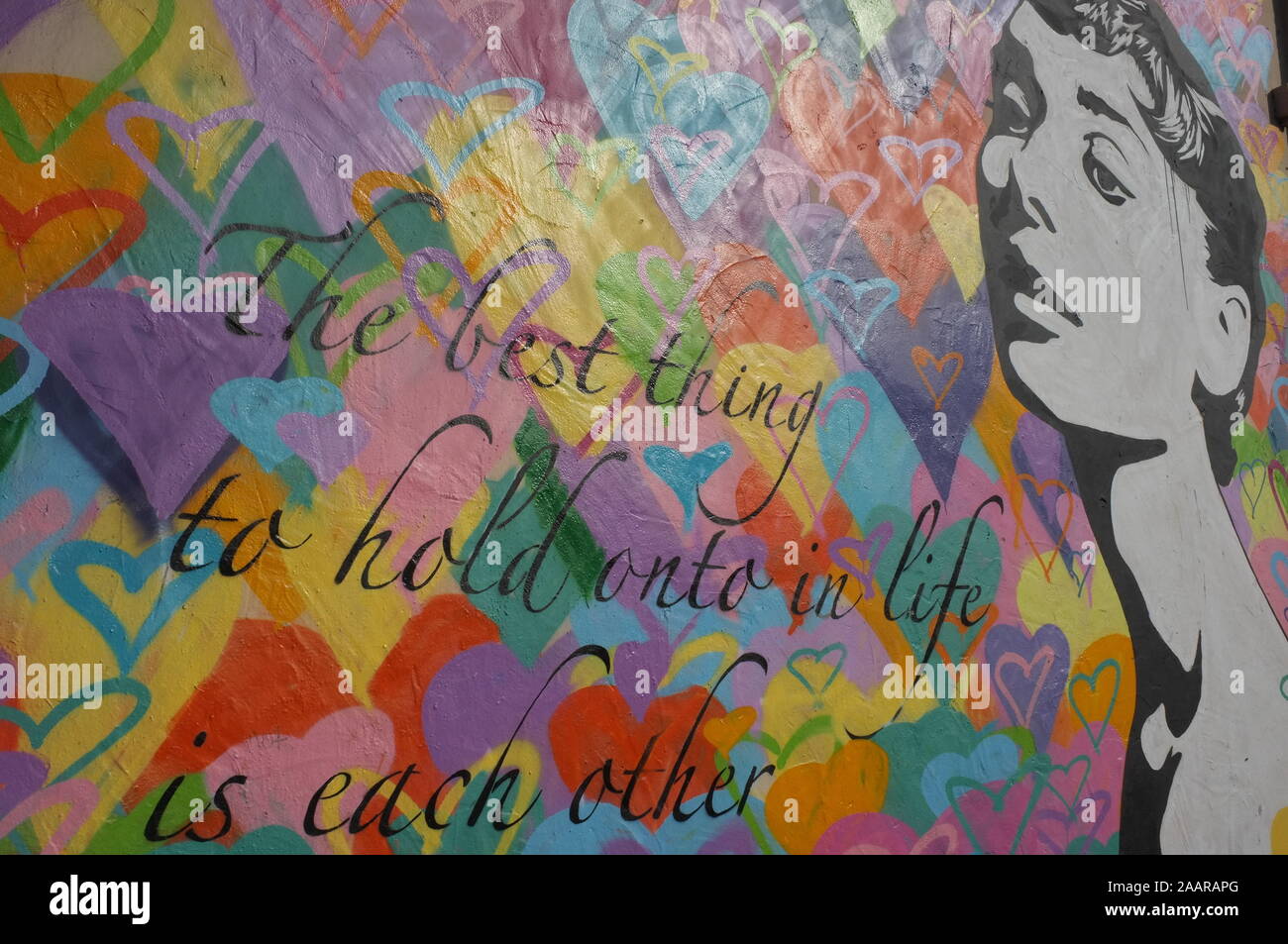 Audrey Hepburn ritratto graffiti in Hollywood, la Foto Stock