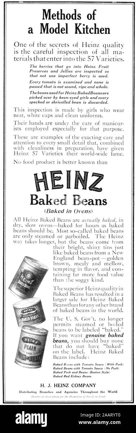 "Heinz fagioli' - ritoccate e rilanciato conserve alimentari pubblicità adottate dalla rivista 1911 Foto Stock