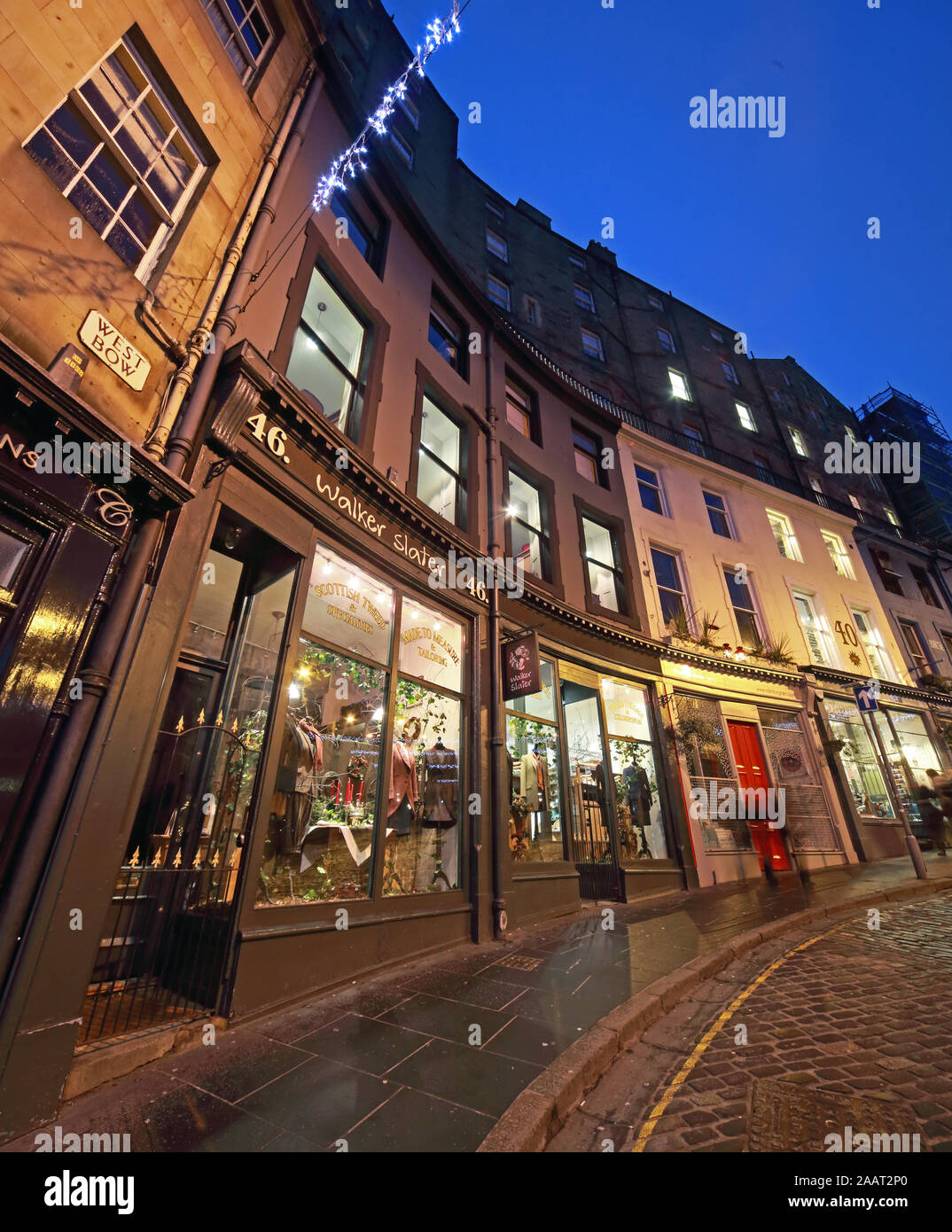 West Bow, Victoria Street, Edinburgh City Centre, Lothian, Scozia, Regno Unito Foto Stock