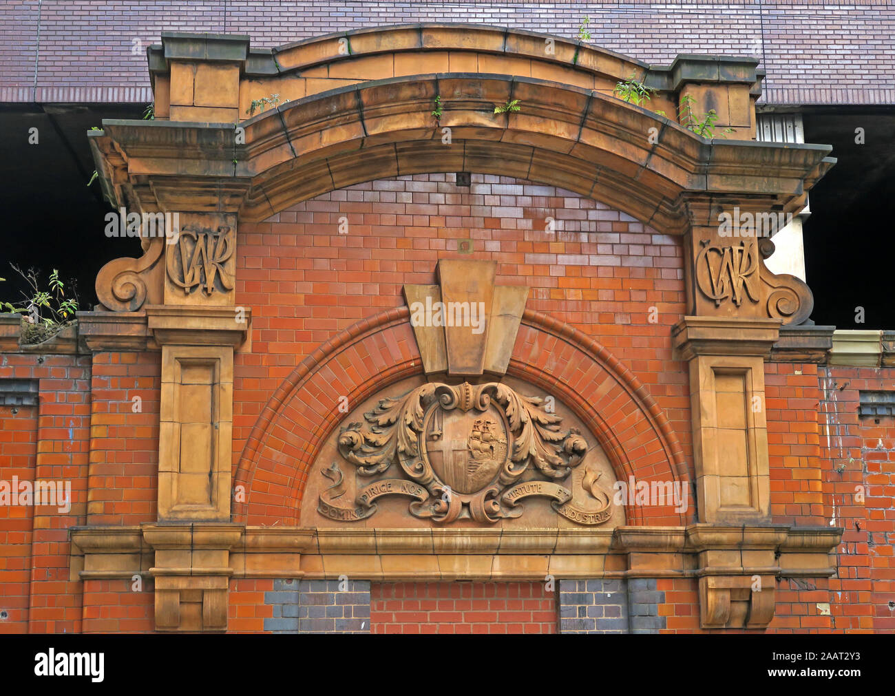 GWR, mattoni e pietre di facciata storici, stazione Snow Hill, Birmingham City Centre, West Midlands, Inghilterra, REGNO UNITO, B3 2BJ Foto Stock