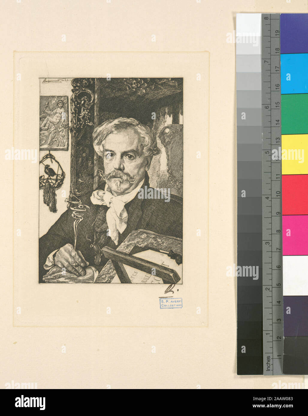 Edmond de Goncourt ammissione è concesso mediante applicazione per l'Ufficio di collezioni speciali. Fa parte delle stampe da Felix Bracquemond in Samuel Putnam Avery collezione. Aziende controllate in copia dipartimentali di Henri Beraldi, Les graveurs du XIXe siecle, v. 3. Ritratti, principalmente del XIX secolo di artisti e scrittori, compresi Alessandro I di Russia, Zacharie Astruc, Charles Baudelaire, Pierre Augustin Caron de Beaumarchais, Henri Beraldi, Paolo Marc Joseph Chenavard, Leon Cladel, Auguste Comte, Jean-Baptiste-Camille Corot, Alfred de Curzon, Charles Francois Daubigny, Eugène Delacroix, Joac Foto Stock