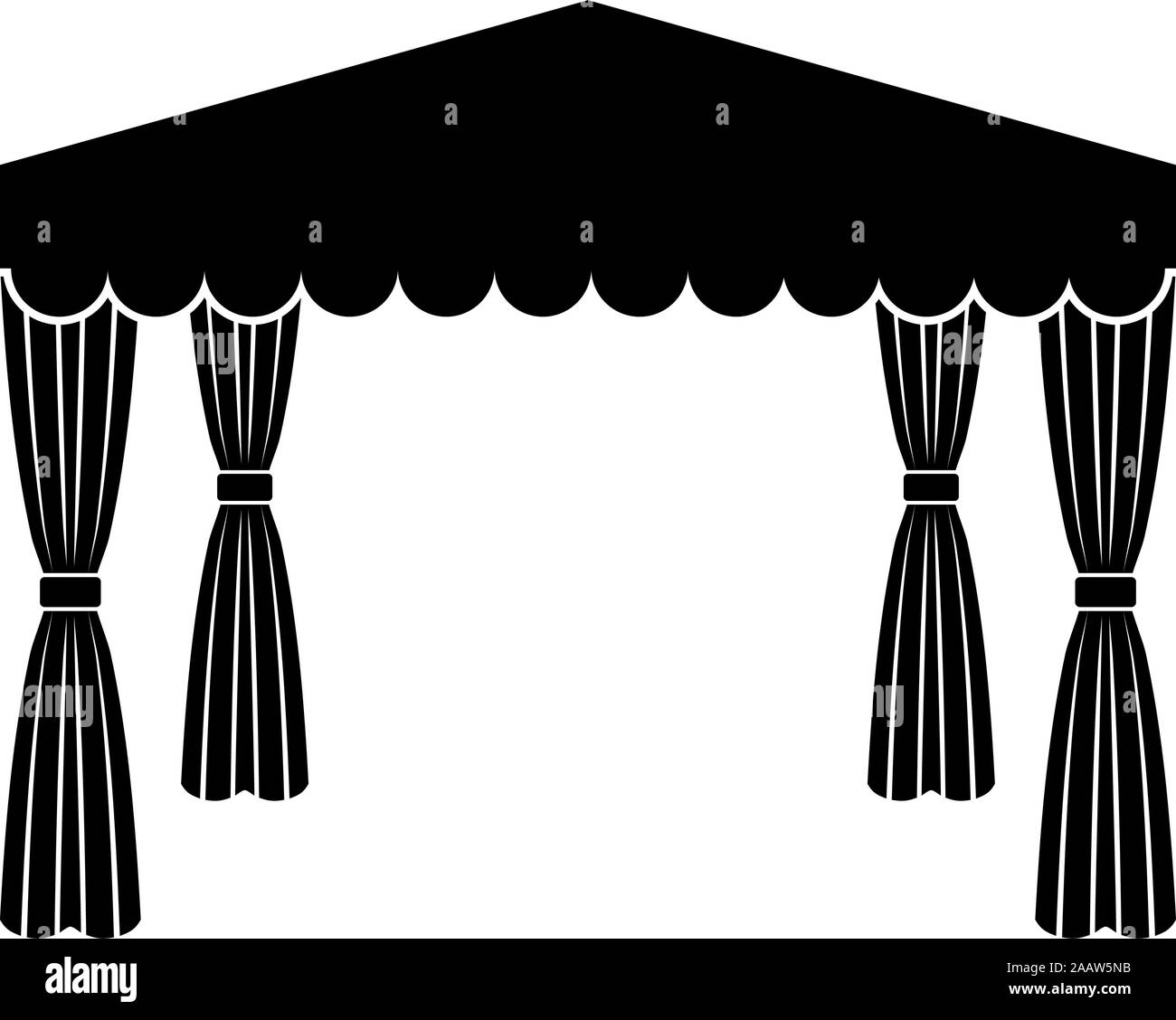 La tettoia Pop up tenda padiglione commerciale tenda per il resto Marquee Chuppah icona colore nero illustrazione vettoriale stile piatto semplice immagine Illustrazione Vettoriale