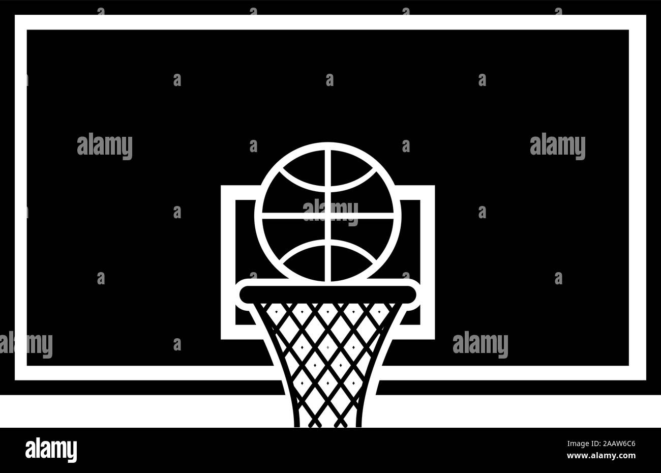 Basketball hoop e lavagna a sfera e grid icona del carrello colore nero illustrazione vettoriale stile piatto semplice immagine Illustrazione Vettoriale