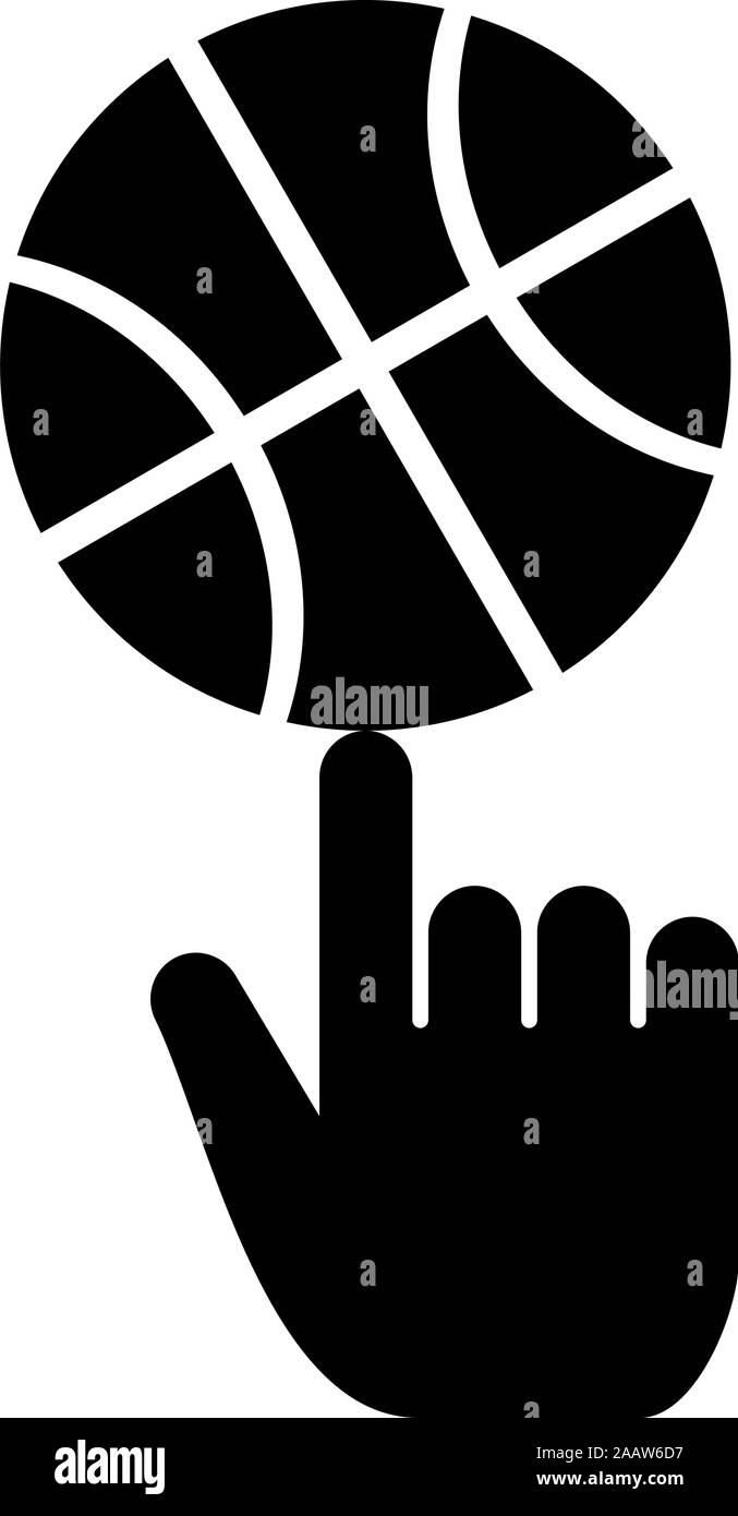 Basket La filatura a sfera sulla parte superiore del dito indice icona colore nero illustrazione vettoriale stile piatto semplice immagine Illustrazione Vettoriale