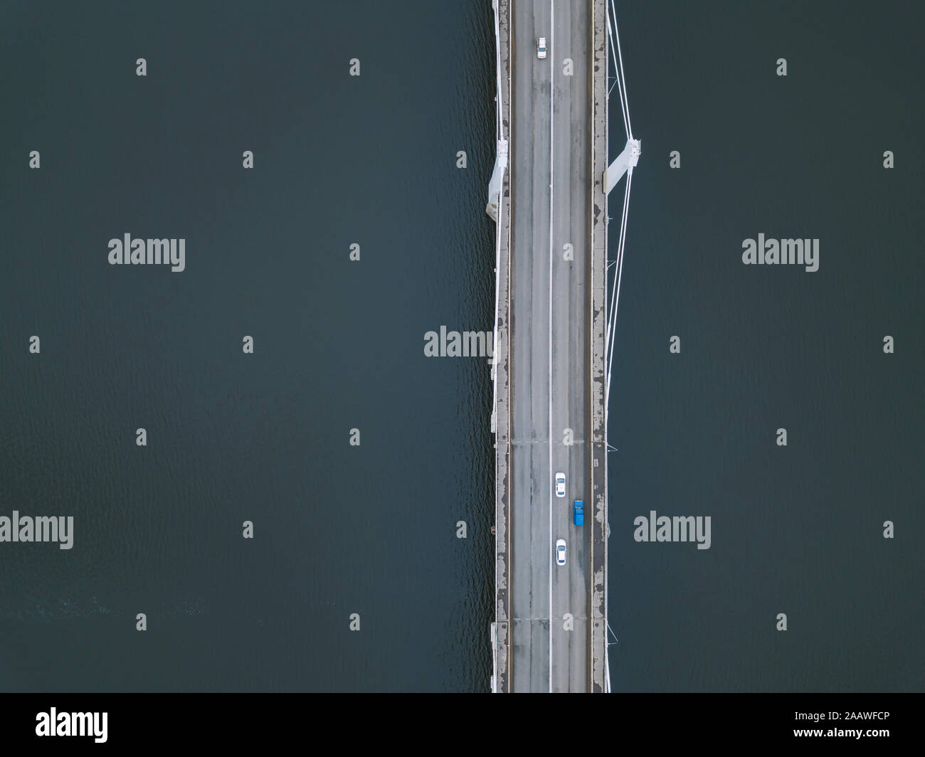 Vista aerea del ponte sul fiume Volga, Mosca, Russia Foto Stock