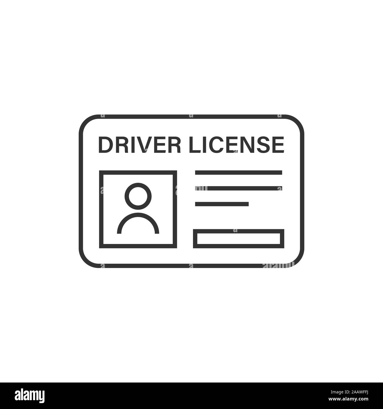 Driver Icona licenza in stile appartamento. Id Card illustrazione vettoriale bianco su sfondo isolato. Identità concetto di business. Illustrazione Vettoriale