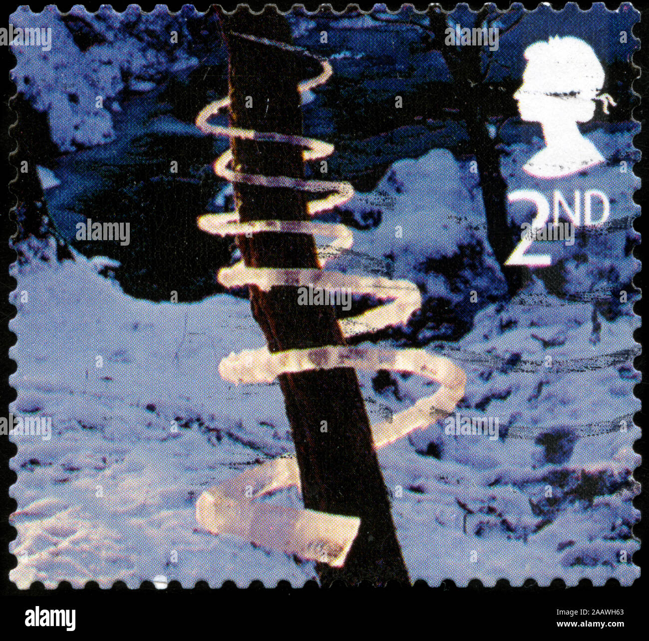 Con timbro postale timbro dal Regno Unito di Gran Bretagna e Irlanda del Nord nel Natale 2003 - Sculture di ghiaccio serie Foto Stock