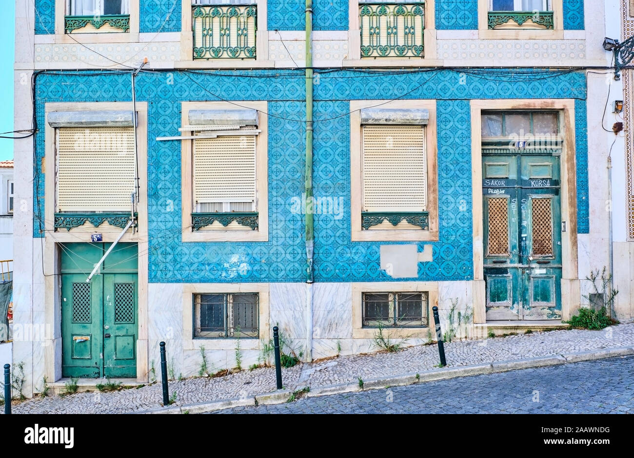 Il Portogallo, Lisbona, Alfama, edificio esterno Foto Stock