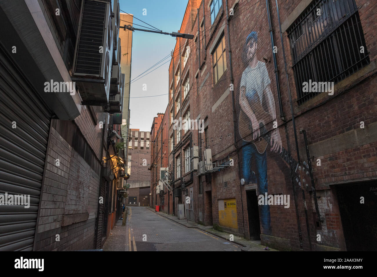 Graffiti in Glasgow's backstreet Foto Stock