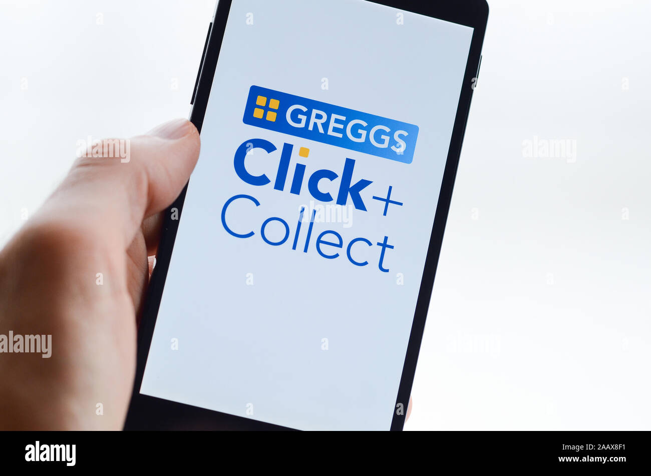 Uno smartphone con la Greggs app su di esso. Foto Stock
