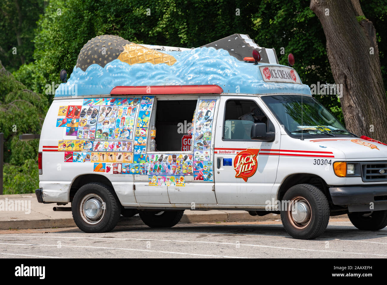 Un jack & Jill ice cream van a Philadelphia Museum of Art. Foto Stock