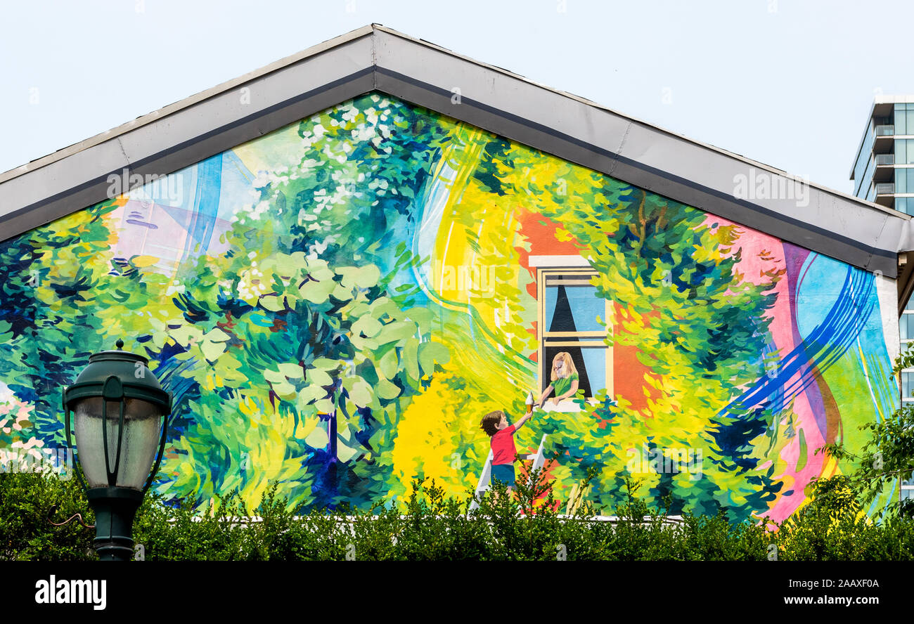 David Guinn murale dell estate Rendezevous sopra lo shake Shack a Samsom e S. xx strade Foto Stock