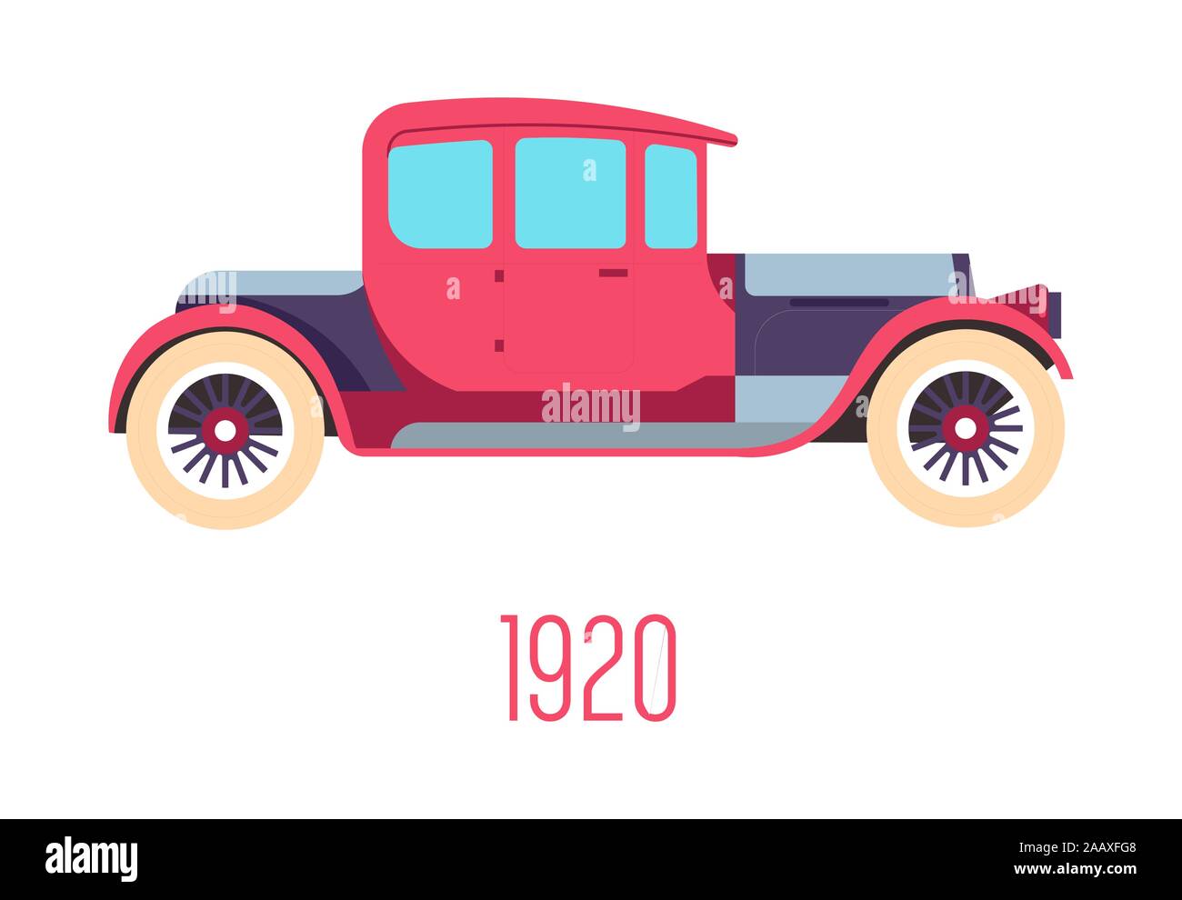 1920s retrò auto icona isolato, la storia del veicolo Illustrazione Vettoriale