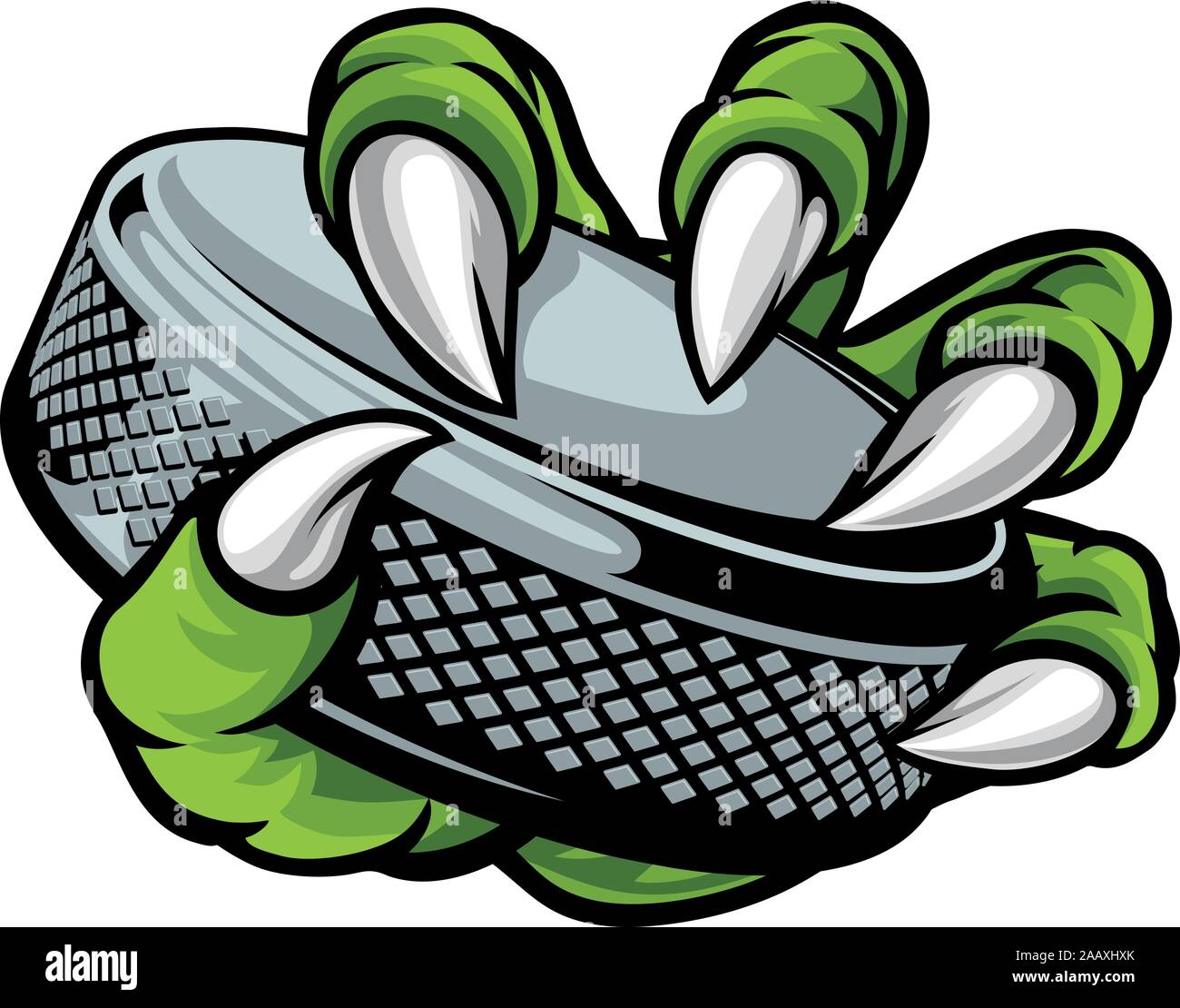 Hockey su ghiaccio Puck Claw Monster Sport mano Illustrazione Vettoriale