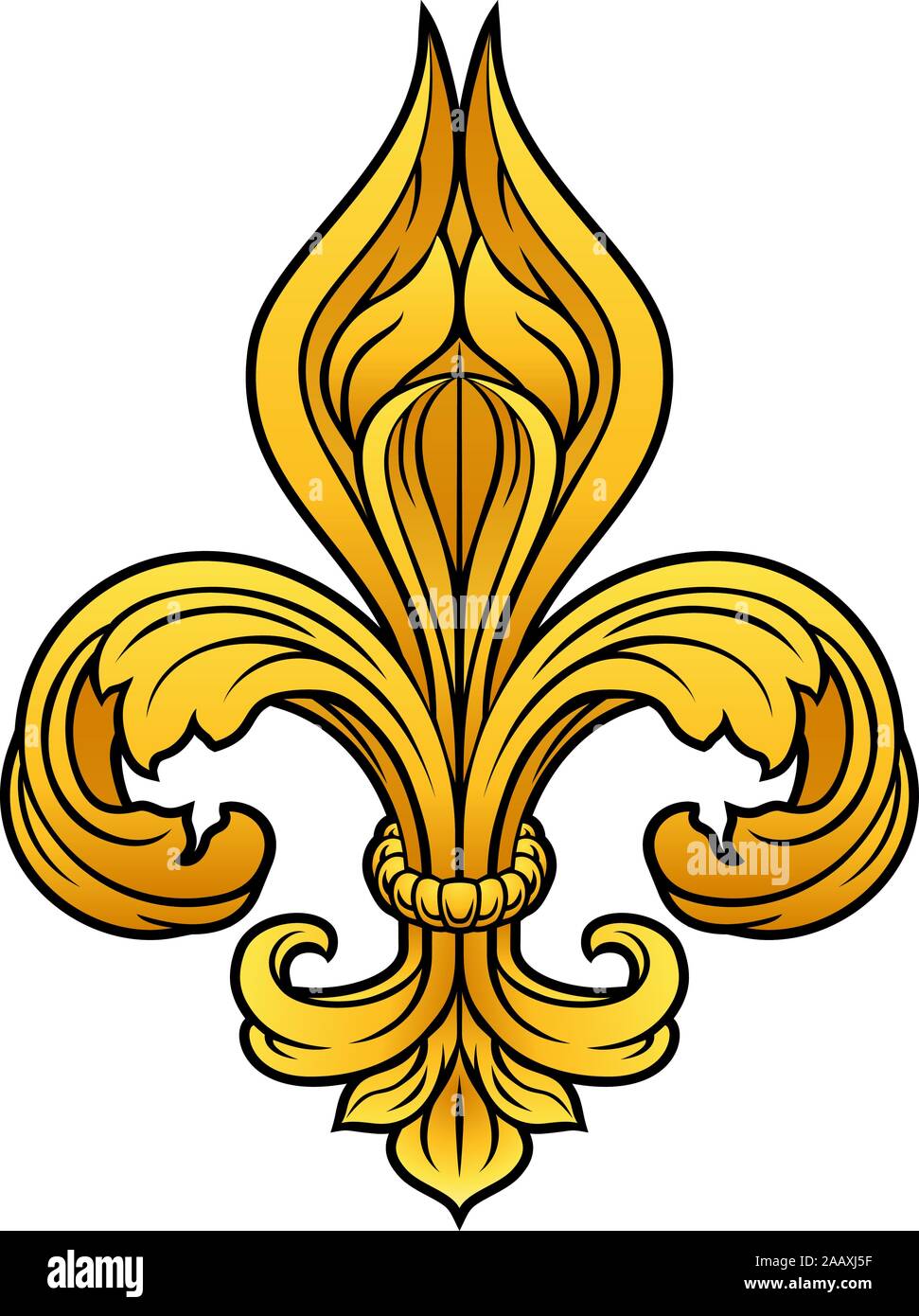 Fleur de Lis Gold Graphic Design Illustrazione Vettoriale