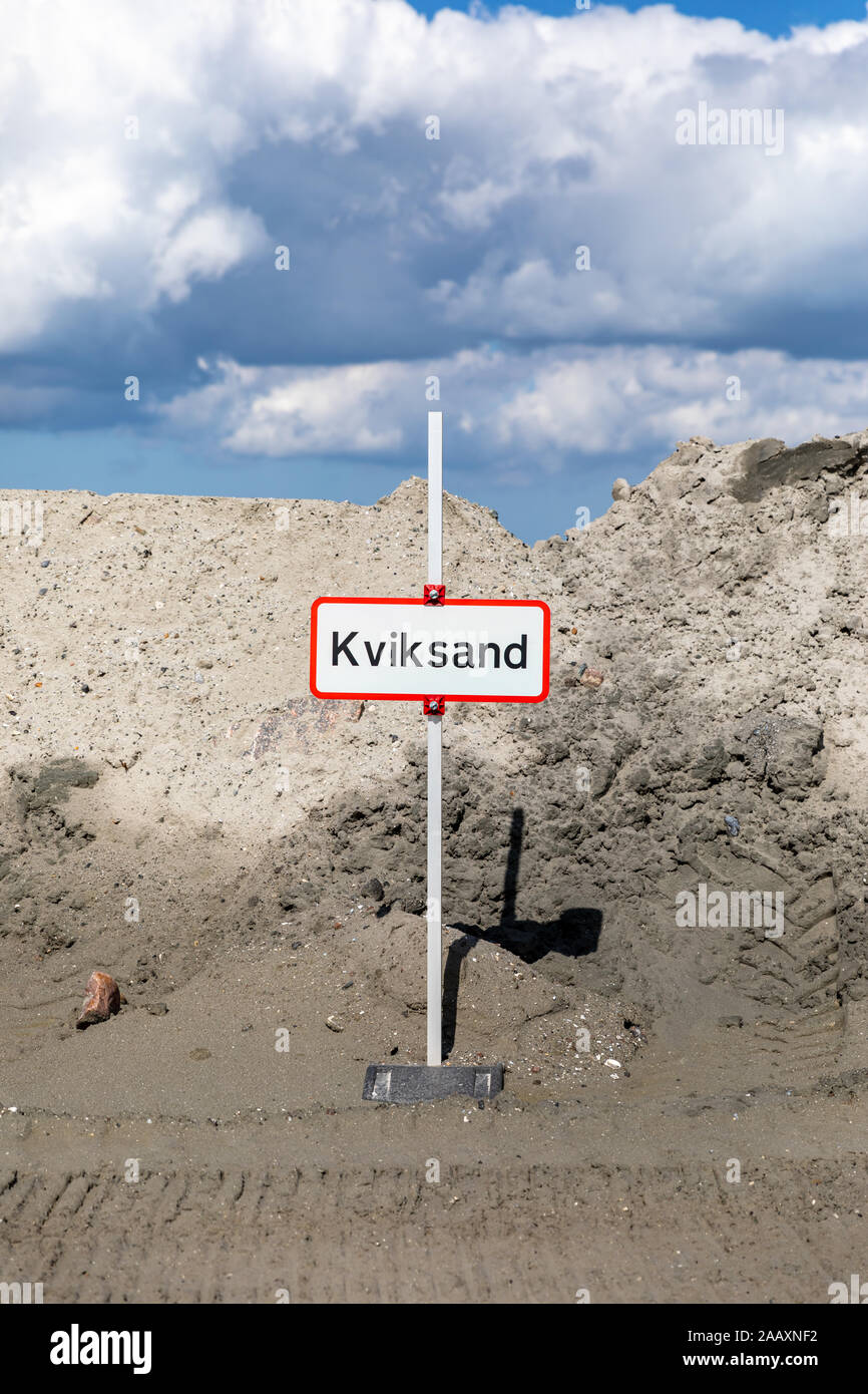 "Kviksand' (sabbie mobili), segno in danese Foto Stock