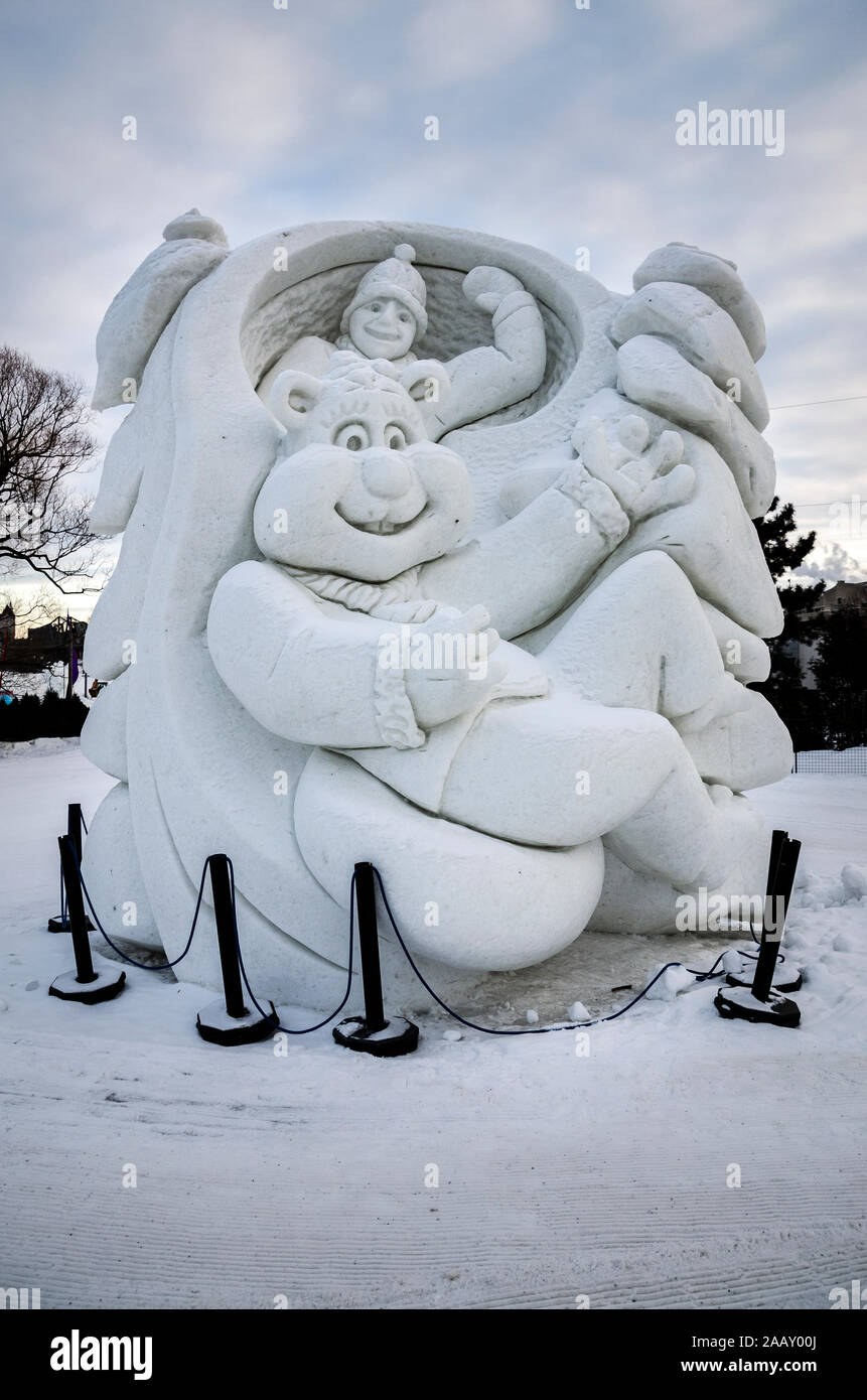 Le immagini delle sculture di neve e di arte dal 2013 edizione di Winterlude di Ottawa in Canada Foto Stock