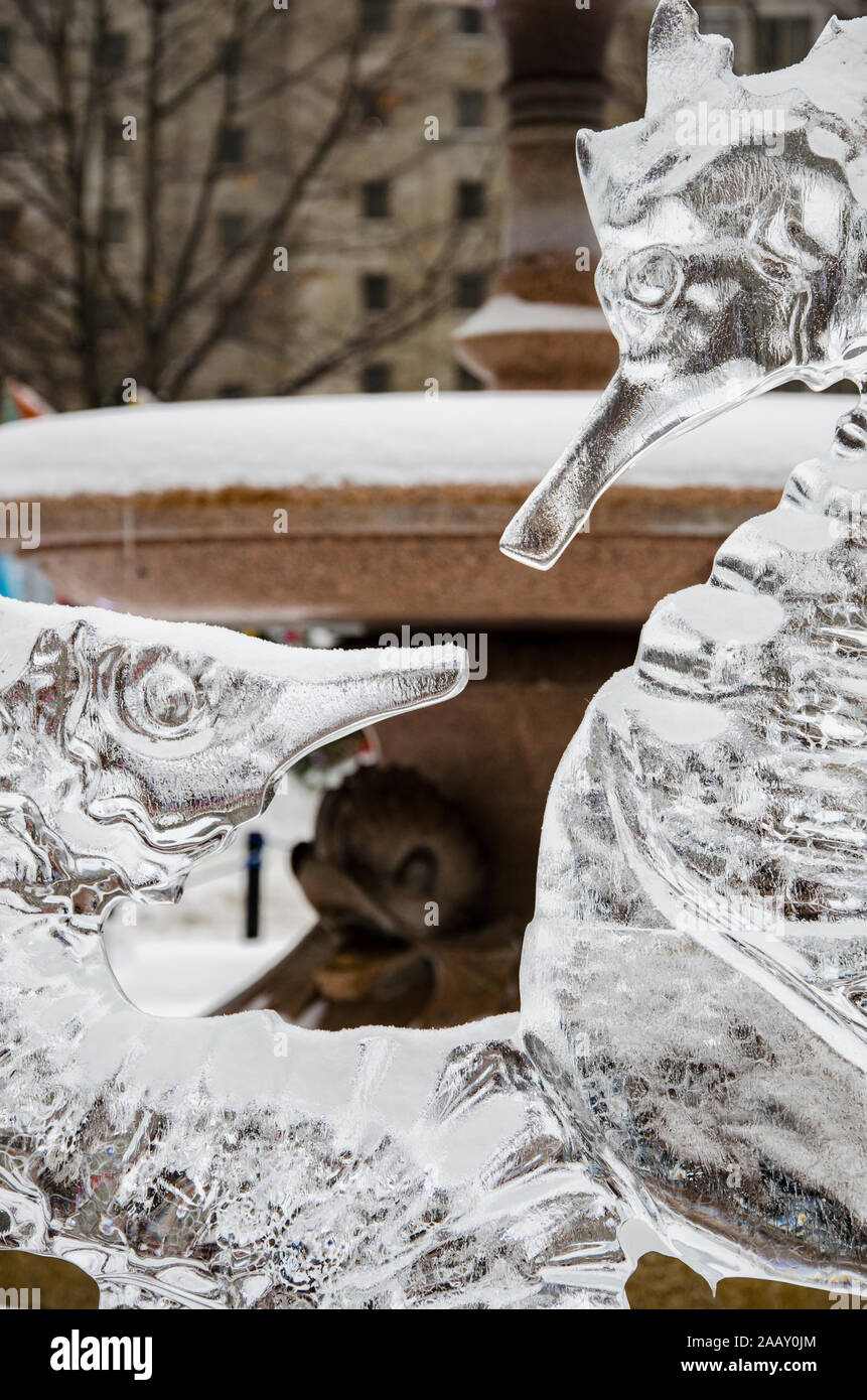 Foto di sculture di ghiaccio e di arte dal 2013 edizione di Winterlude di Ottawa in Canada Foto Stock