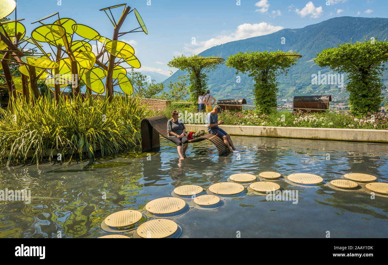 Il giardino botanico di Castel Trauttmansorff, Merano in Trentino Alto Adige, nord Italia, Europa, Agosto 2019 Foto Stock