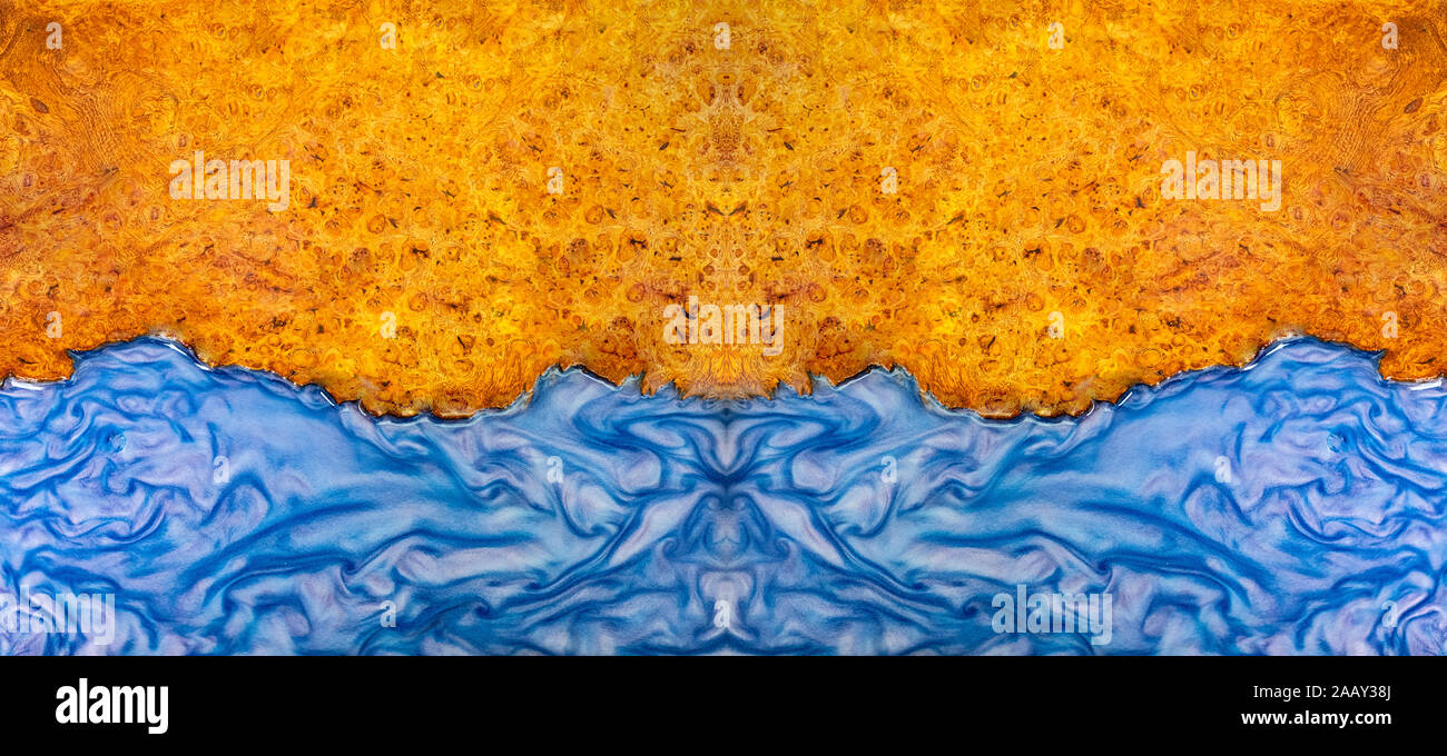 Colata di resina epossidica la stabilizzazione di radica di legno arte astratta texture di sfondo Foto Stock