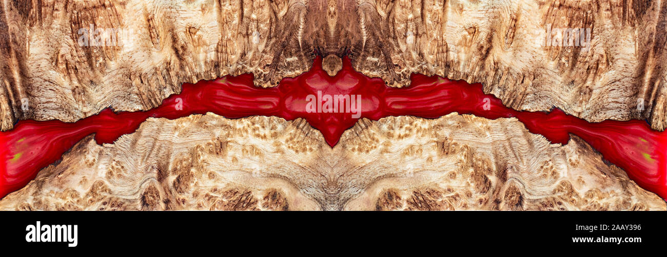 Colata di resina epossidica Leza stabilizzante radica di legno arte astratta texture di sfondo Foto Stock