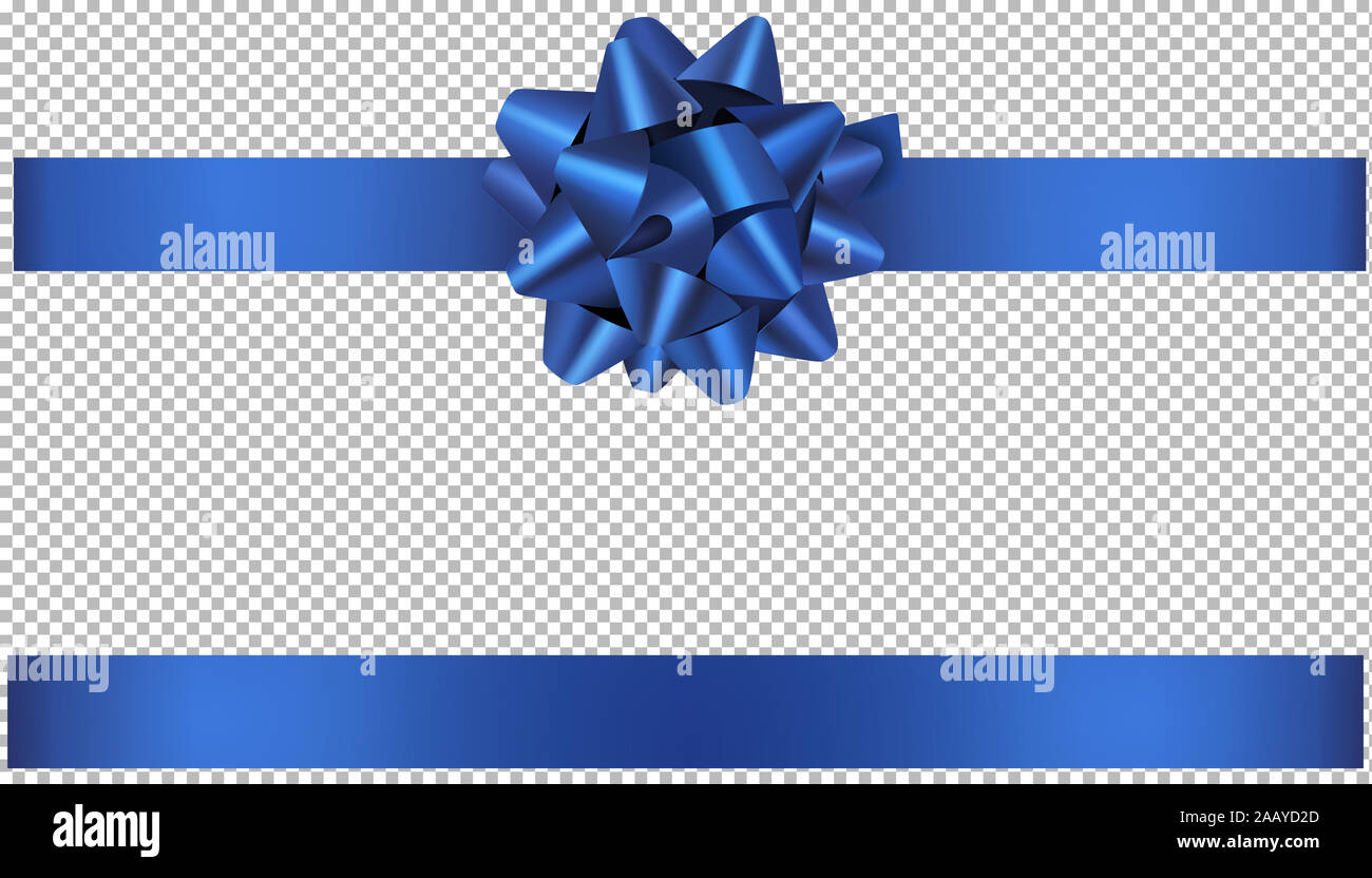 Blue bow e nastro illustrazione per natale e decorazioni di compleanno Foto Stock
