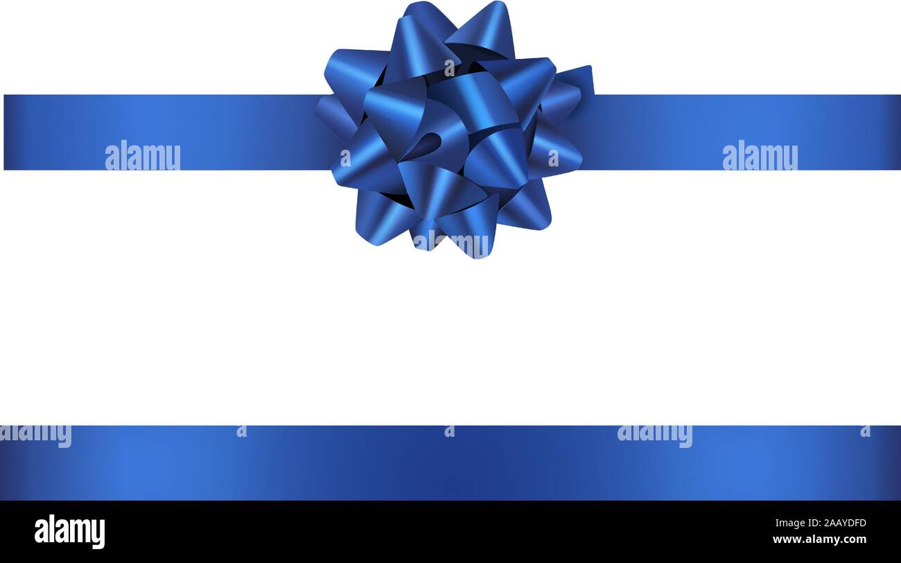 Blue bow e nastro illustrazione per natale e decorazioni di compleanno Illustrazione Vettoriale