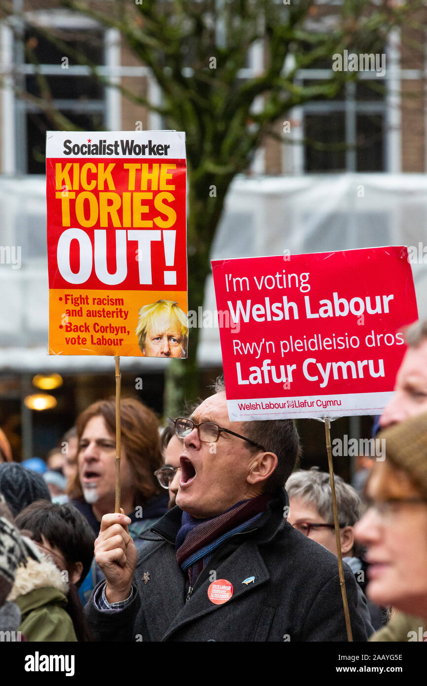 Carmarthen, Regno Unito. 24 Novembre, 2019. La folla al Partito laburista nel Rally di Carmarthen. Credito: Gruffydd Ll. Thomas/Alamy Live News Foto Stock