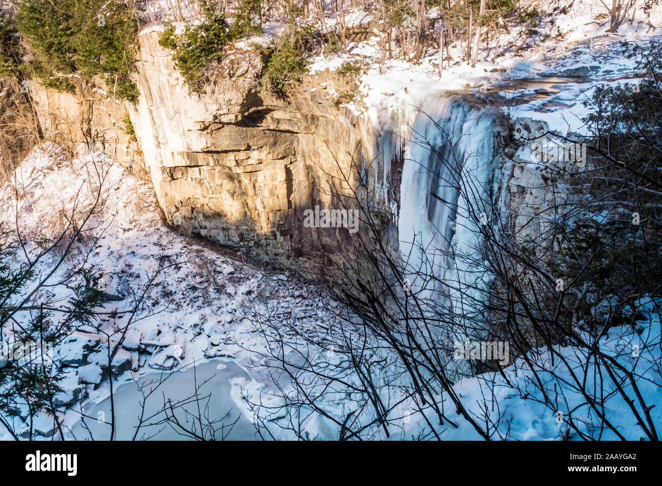 Area di conservazione di Gray Sauble Niagara Escarpment Bruce Peninsula Owen Sound Ontario Canada in inverno Foto Stock