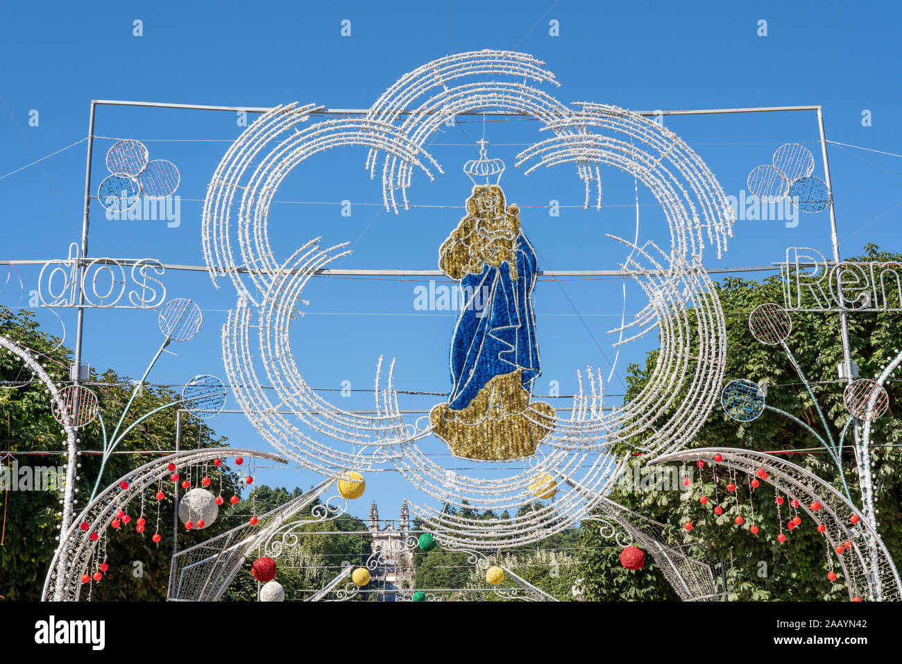 Lamego, Portogallo - 17 August 2019: Festival di decorazioni in Lamego dal Santuario de Nossa Senhora dos Remedios chiesa Foto Stock