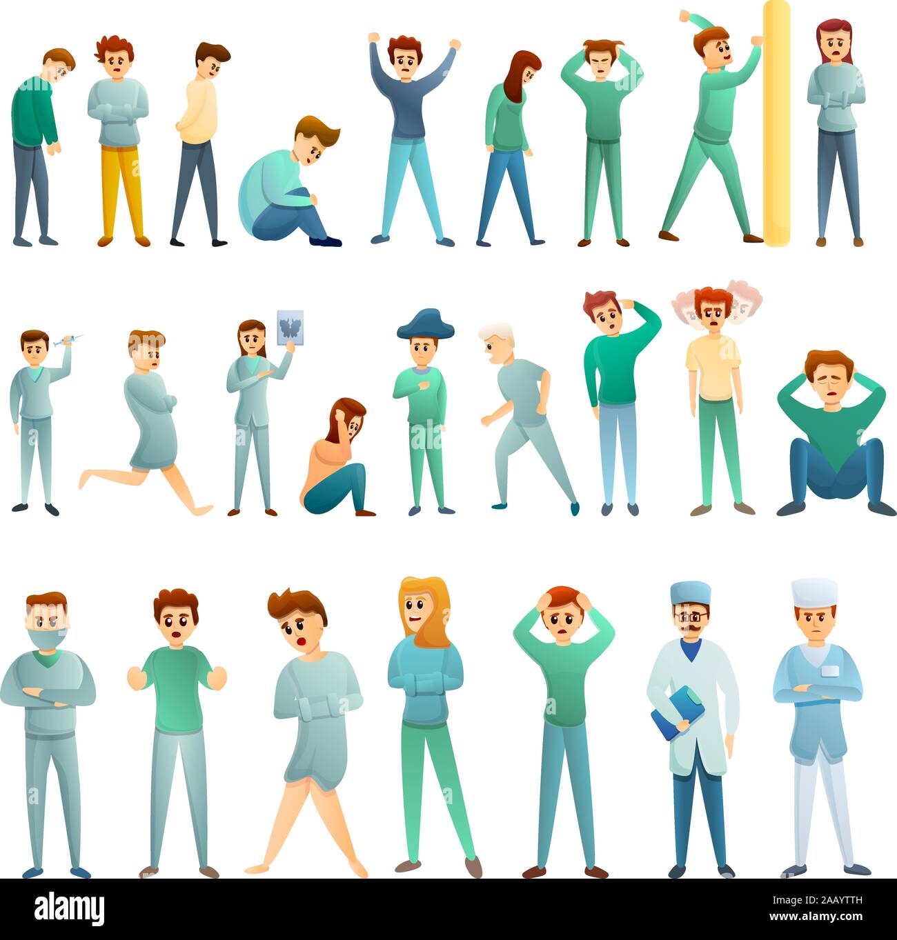 Ospedale Psichiatrico set di icone. Cartoon set di ospedale psichiatrico icone vettoriali per il web design Illustrazione Vettoriale